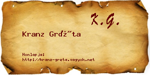 Kranz Gréta névjegykártya